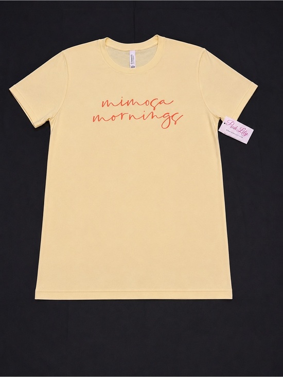 Pink Lily Tops - Pink Lily Mimosa Mornings Graphic Tee | Medium
